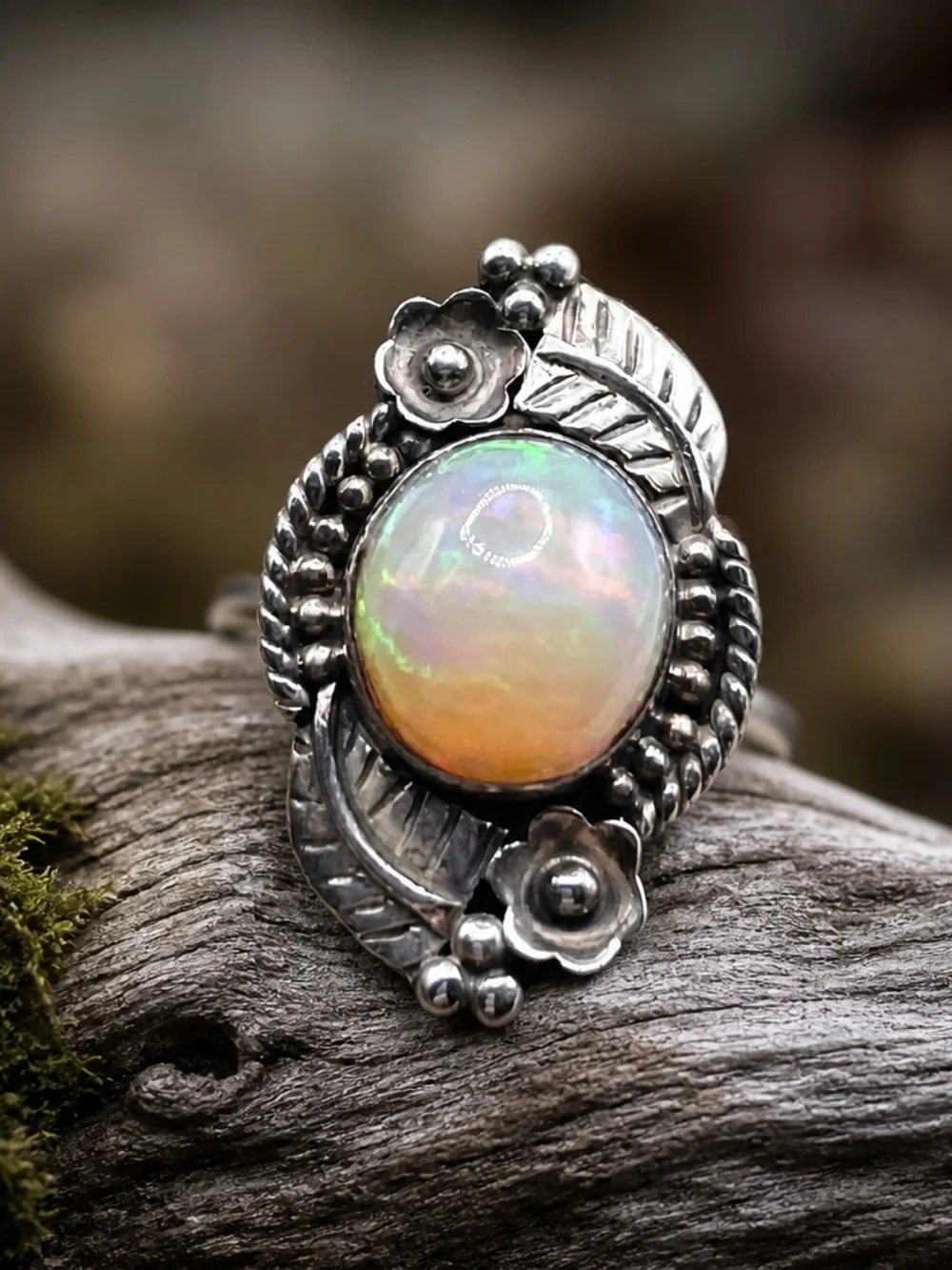 Size 6 Ethiopian Opal 925 Sterling Silver Ring